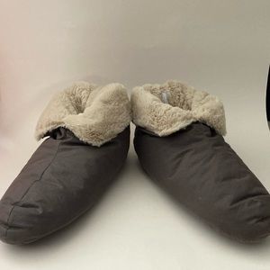 Restoration Hardware Plush Foot Duvet Down Slippers, Size Large - Gray